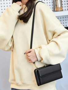 Women's Minimalist Blocking Crossbody Wallet & Phone Bag With Wristlet & Adjustable Shoulder Strap Solid Color Flap Phone Wallet Fashion Multifunctional Faux Leather Zipper With Card Slots For Birthday Gift On Valentine Day For Gift For Lady For Female White-Collar Workers Present (Black) Compatible With Iphone Bag Pouch Phone Robber For Women Wallet Purse Wallet - Multicolor - View 11