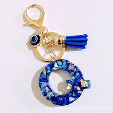 New Cross-Border Navy Blue 26 English Letter Keychain, Devil's Eye Uppercase Letter Bag Charm, Bohemian Acrylic Women Waist Chain, Suitable For Halloween, All Seasons - Letter - View 24