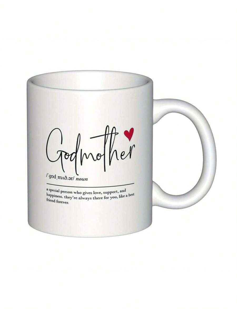 Taza de café de cerámica de 325 ml (11 oz) para madrina - Mensaje sincero a doble cara con detalle de corazón rojo. Regalo único y perfecto para ella. Es una taza de agua personalizada y original, ideal tanto para hombres como para mujeres. Perfecta - Blanco - Ver 1