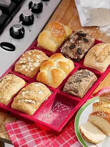 1pc Silicone Mini Loaf Pans, Silicone Baking Mold, Non-Stick Mini Bread Pans, 9 Cavities Silicone Bread Baking Mold, Perfect For Mini Loaf, Cake, Bread And Meatloaf, Cake, Brownie, Heat-Resistant Manual Baking Molds For Birthday, Party - Rectangle Shaped Silicone Mold For Soap Making And Desserts - Multicolor - View 5