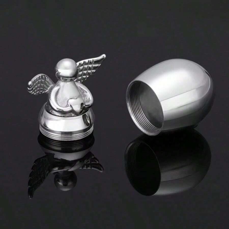 Mini Angel Memorial Urn For Loved Ones And Pets - Silver - View 1