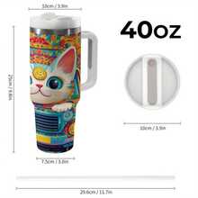 Bitcoin Cat Car Cup - Cute Cryptocurrency Cat Driving Retro Truck Design, 40oz Stainless Steel Insulated Cup With Handle And Straw, Double-Layer Vacuum Insulation, Spill-Proof Lid - Suitable For Home, Office, Gym, Travel - Gift For Bitcoin And Cat Lovers, Fitness Water Bottle, Bright Patterns, Durable Drink Container, Large Capacity Mug, Suitable For Fitness Enthusiasts - 1個 - 查看 6