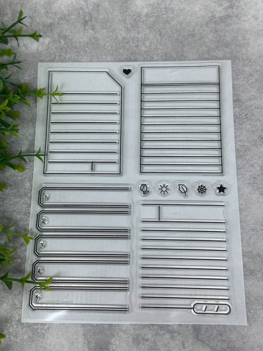 1个透明橡胶印章，复古透明卡片常用相框制作印章，DIY剪贴簿照片杂志相册装饰印章 - 黑色 - 查看 1