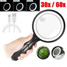 5X & 10X Magnifying Glass With 33 LED Lights & 3 Modes | Portable Handheld Magnifier For Reading, Crafts, Knitting & Laptop Use - 黑色 - 查看 1