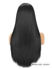 26 Inch Long Straight Wig With Bangs, Heat Resistant Synthetic Hair - Natural Soft Hair Suitable For Daily Wear, Cosplay, Halloween, Music Festivals, Christmas Events - Women's Fashion Black - Black - View 3