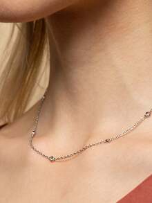 1 pieza Collar simple de plata de ley S925, un collar versátil de uso diario adecuado para mujeres - Dorado - Ver 5