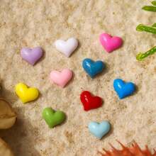 300Pcs 3D Heart Nail Charms Flat Back Heart Nail Rhinestone Resin Hearts Pink Blue Purple Red Mixed Color Mini Hearts Nail Accessories Love Nails Art Charms Nails Supplies For Acrylic Nails Decoration,Silver - Silver - 查看 5