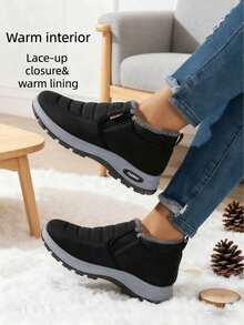 2025 Invierno Nuevas Botas de Nieve Cortas de Mujer con Forro de Felpa - Diseño Antideslizante, Muy Adecuadas para Uso al Aire Libre en Invierno.Botas a la Moda y Versátiles.Un imprescindible para el invierno, regalos de Año Nuevo de la suerte - Botas - Negro 2 - Ver 12