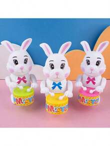 1个随机颜色发条打鼓兔子玩具，卡通兔子玩具，适合作为派对礼物、返校礼物、毕业礼物、圣诞礼物 - 多色隨機 - 查看 5