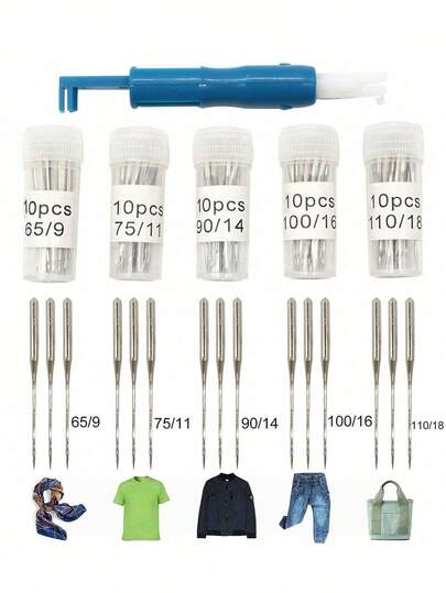 30pcs Universal Sewing Machine Needles, Sewing Machine Needle Set With Threader, Compatible With Janome, Brother, Simplicity, Varmax And Other Brands, Sizes Include HAX1 65/9, 75/11, 90/14, 100/16, 110/18
