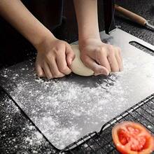 Heavy-Duty Stainless Steel Chopping Board - Double-Sided Kitchen Cutting Board,  Antibacterial Stainless Steel Cutting Board, Non-Porous Surface, Easy To Clean - Suitable For Home, Camping, Holidays - Large Meat And Vegetable Cutting Board, Holiday Cooking Supplies, Stylish Metal Design, Durable Kitchen Tool, Home Cooking, Modern Kitchen, Easy To Clean, Outdoor Enthusiasts. - 彩色 - 查看 6