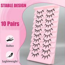 10对卡通风格湿润效果泰式动漫人物角色扮演假睫毛，5-11毫米浓密卷翘夸张娃娃睫毛，韩式/日式睫毛