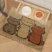 1 tấm lót thức ăn cho thú cưng in hình mèo, thích hợp cho mọi mùa, có thể dùng làm lót chuồng chó/mèo. - trái cam - View 6