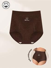 Women's Mid/High Waist Seamless Briefs, Comfortable & Breathable, Skin-Friendly, Minimalist Design - Coffee Brown - View 5