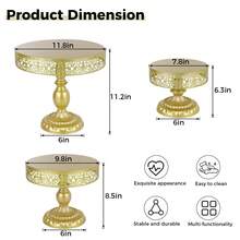 3/6pcs Metal Cake Stand Set Dessert Table Display Set Cupcake Tower Stands For Wedding Birthday Party Event - 金色 - 查看 5