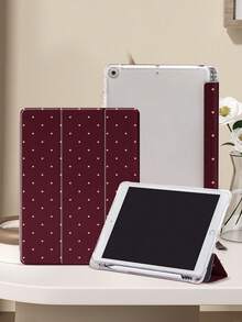 Burgundy Polka Dot Tablet Protective Case, Suitable Compatible With Ipad 9.7/10.2/10.5/10.9/12.9/Pro 11 (10th Gen), Galaxy Tab S6 Lite 10.4 Inch, Kindle Paperwhite 12th Gen (2024), Kindle 11th Gen (2022), Soft Shock-Proof Protection, Smart Stand/Auto Wake/Sleep Function, Christmas Gift - Multicolor - View 7