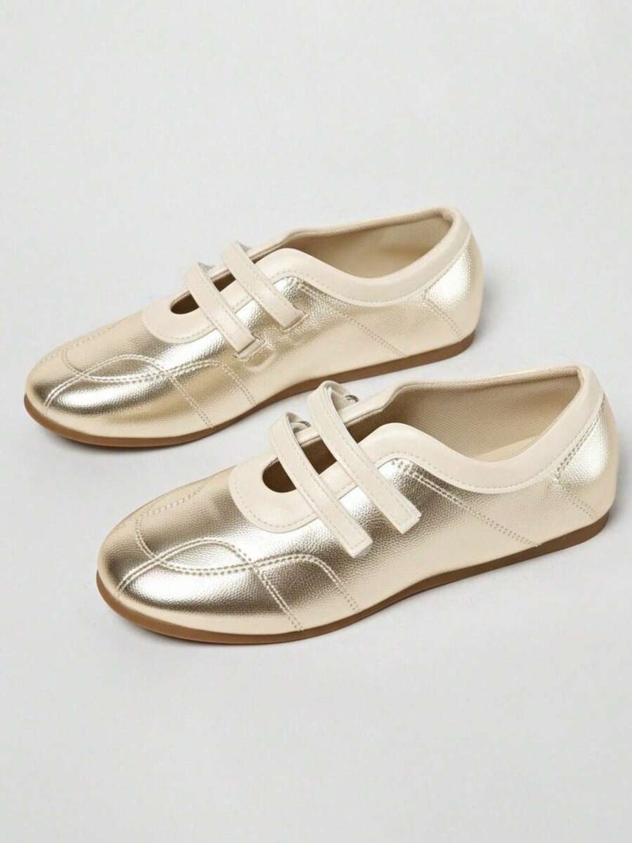 Women's Winter New Arrival Quilted Velvet Effect Casual Ballet Flats,Mothers Day Gift - Rose Gold - View 1