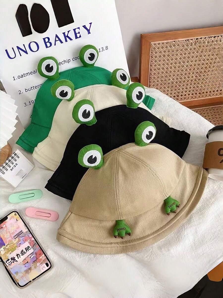 قبعة شمس قابلة للتعديل بتصميم الضفدع للنساء، قبعة حماية من الشمس للسفر والخارج، قبعة دلو كرتونية جميلة متعددة الوظائف لجميع المواسم - متعدد الألوان - مشاهدة 1