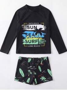 NB VEST Boys' Surf Set With Long-Sleeved T-Shirt And Boxer Briefs 2025 J3639 - Black - View 3