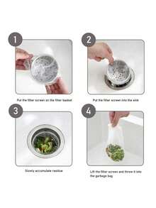 50-1000个白色厨房水槽滤网袋 - 一次性网状排水过滤器，采用细网布制成，可重复使用，弹性垃圾网防止堵塞，适用于水槽、浴室水槽、洗脸盆和地漏，厨房水槽排水过滤器，厨房必备品 - 白色 - 查看 5