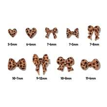 150Pcs Bow Heart Nail Art Charms Bow Nail Rhinestone With Leopard Print Designs Cute Resin Bow Nail Supplies Mini Leopard Heart Nail Gems 3D Multi Color Ribbon Bow Nail Jewelry Nail Diamonds For Women,Gray - xám - Xem 8