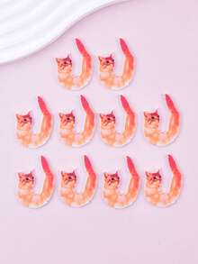 10pcs/Set Fashion Cat Shrimp Acrylic Charms Pendant For Women Earring DIY Jewelry Making