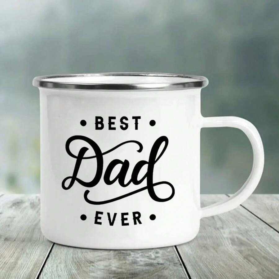 El mejor estampado de papá, tazas de café creativas esmaltadas divertidas, tazas para acampar, tazas con asa, taza de vacaciones, los mejores regalos del Día del Padre para hombres - XH3378-A015WH-8 - Ver 1