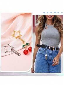 30/50 chiếc kẹp móc chìa khóa hình ngôi sao, móc khóa hình ngôi sao 4 màu, móc khóa càng tôm hùm bằng hợp kim, có móc xoay và vòng lò xo, thích hợp cho đồ thủ công DIY, làm móc chìa khóa và móc treo chìa khóa - Móc khóa hình ngôi sao - Xem 5