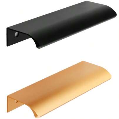 5pcs Brushed Gold Cabinet Handles, Suitable For Cabinets And Wardrobes, Sizes: 8cm/3.15in, 12cm/4.72in, 15cm/6in, 20cm/7.87in, 30cm/11.8in, Kitchen Cabinet Pulls, Drawer Pulls, Modern Concealed Aluminum Handles For Wardrobe Doors, Brushed Gold