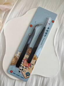 2pcs Stainless Steel Tweezers Set (1 Straight Tweezer And 1 Curved Tweezer), DIY Craft Tools