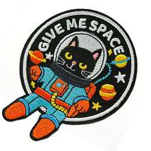 1PC GIVE ME SPACE Funny Cartoon Cat Iron On Patches, Cute Cat Embroidered Morale Patch, DIY Appliques For Backpacks, Trucker Hats, Lunch Bags, Vests, Jackets, Pet Lovers - Multicolor - View 5