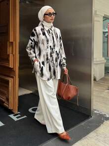 DAZY Women's Casual Tie-Dye Loose Blouse, Spring/Autumn,Long Sleeve Tops,Fall Women Clothes Graphic Tee - Grey - View 6