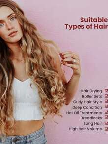 1个可调节抽绳蓬松吹风帽，适合卷发。吹风罩，非纺织材料，无香型，增强卷度，黑色 - 彩色 - 查看 2