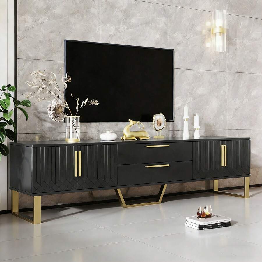 Television Stands & Entertainment Centers - Black + MDF + 60-69 Inches-1 - View 1