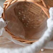 1pc Handwoven Rattan Picnic Basket, Portable Handle Storage Basket, Outdoor Camping & Picnic Essential, Photo Prop Basket, Snack Fruit Organizer, Ideal Gift For Family & Friends,Two Weaving Methods Are Shipped Randomly. - Multicolor - View 9