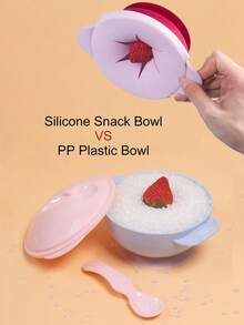 KUNT 1 pieza Conjunto de tazón de silicona para bebé con 3 en 1 con pajita, apto para alimentar sopa y comida complementaria