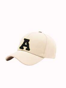 1pc Kids A-Z Letter Navy Blue Baseball Cap, Adjustable Strap, Fashionable Sports Sun Hat With Hook And Loop Closure, Suitable For 3-8 Years Old Boys And Girls, Suitable For School - Beige - View 10