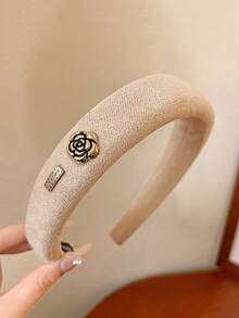 1/4Pcs Maillard Retro Camellia Hairband For Women, French Sponge High Head Headband, Versatile For Going Out To Wash Your Face And Press Your Hair Accessory (Random Label), Hair Hoop Head Accessories