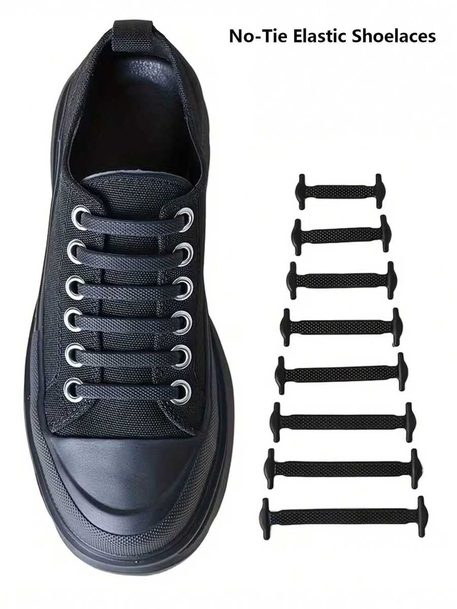 16pcs/Set No-Tie Elastic Shoelaces - Heavy-Duty Stretchable Laces For Sneakers, Boots, Sneakers - All-Season, Easy On/Off, & (For, Casual Wear) - Simple, Comfortable, And Fashionable Elastic Laces - Multicolor - View 1