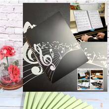 A4黑色螺旋乐谱活页夹，专业双面螺旋装订笔记本，20张/40页螺旋笔记本 | 防眩光，可调节插页标签，适用于钢琴、吉他、小提琴乐谱收纳，螺旋乐谱夹，音乐文件袋，学生礼物，防水，大容量，适合音乐课、演出、音乐练习