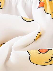 女婴两件套，白色小鸭印花吊带背心和黄色短裤套装，春夏款 - 黃色 - 查看 11