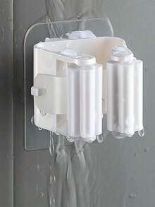 2/6pcs No Drill Seamless Mop Clip Wall Mount Mop Broom Hanger Storage Rack, Strong Adhesive Mop Wall Clip - Multicolor - View 7