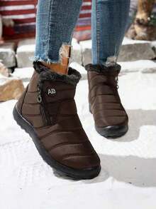 2025 Botas de Nieve Nuevas de Invierno, Peludas, Engrosadas, Diseño de Cremallera Lateral, Suela Suave, Antideslizantes, Botas de Nieve Cálidas para Jugar al Aire Libre, Viajar al Trabajo, Botines y Botas Cortas para Mujeres, Regalos de Año Nuevo - Botas, Regalos de Año Nuevo - Botas - Negro - Ver 7