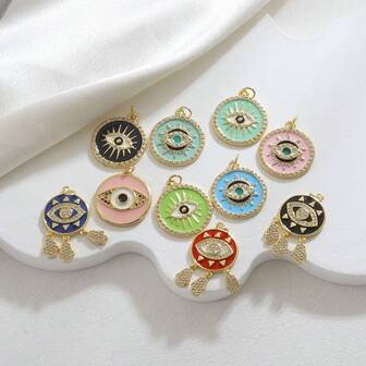 1pc Copper Fashionable Exquisite Luxurious High-End Demon Eye Pendant, DIY Bracelet, Necklace, Earrings, Delicate Bracelet, Necklace, Earrings, Sweater Chain, Phone Chain, Handmade Accessories