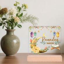 Festival Kareem Acrylic Desktop Decoration, Moon Stars Colorful Lantern Pattern Design, Festival Gifts, Best Gifts For Family Friends And Colleagues, Suitable For Home Desktop Office Room Decoration, Holiday Decoration Ramadan Home Decor Ramadan Decoration Ornaments Home Miniature Things Office Decor - Multicolor - View 11