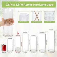 SUREAM Cylinder Vases, 9.8 Inch Tall Plastic Flower Vase, Clear Vases For Centerpieces, Wedding, Table, Party, Dinners, Room Decoration, Opening Round(Not Glass) - 9.8 Inch H X 3.9 Inch W - View 3