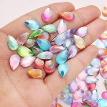 100颗12x8毫米亚克力AB白色水滴珠，适用于发夹、鞋饰和珠宝制作，珠宝制作材料，鞋子装饰珠，工艺珠 - 彩色 - 查看 2