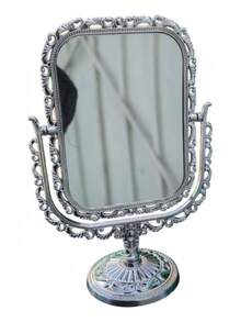 TendenciaEspejo Maquillaje Rectangular Vintage Doble Cara Plateado PlateadoCalidad premium - 1 - Ver 1