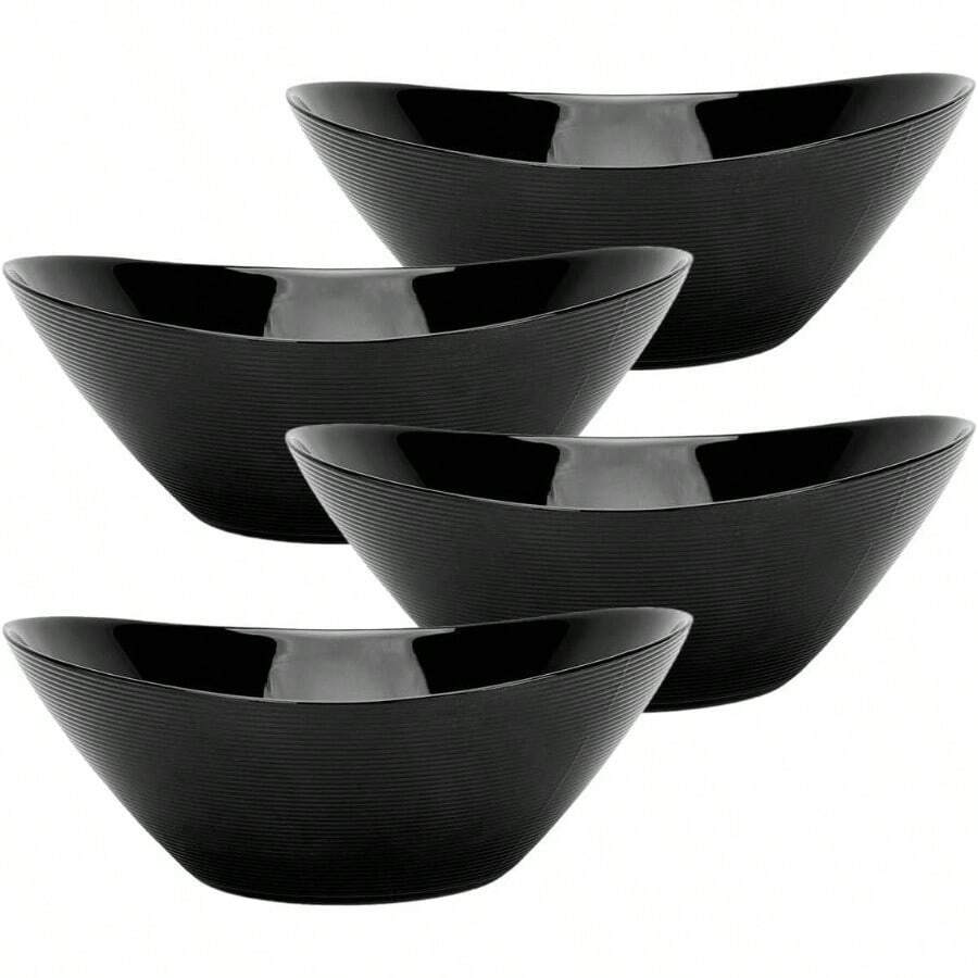 66 OZ Salad Bowl Set Of 2, Opal Glass 10 Inch Lightweight Serving Dishes Salad, Fruit, Kitchen Microwave Dishwasher , Oval Shape White - 43盎司 - 4個裝沙拉碗 + 黑色 - 查看 1