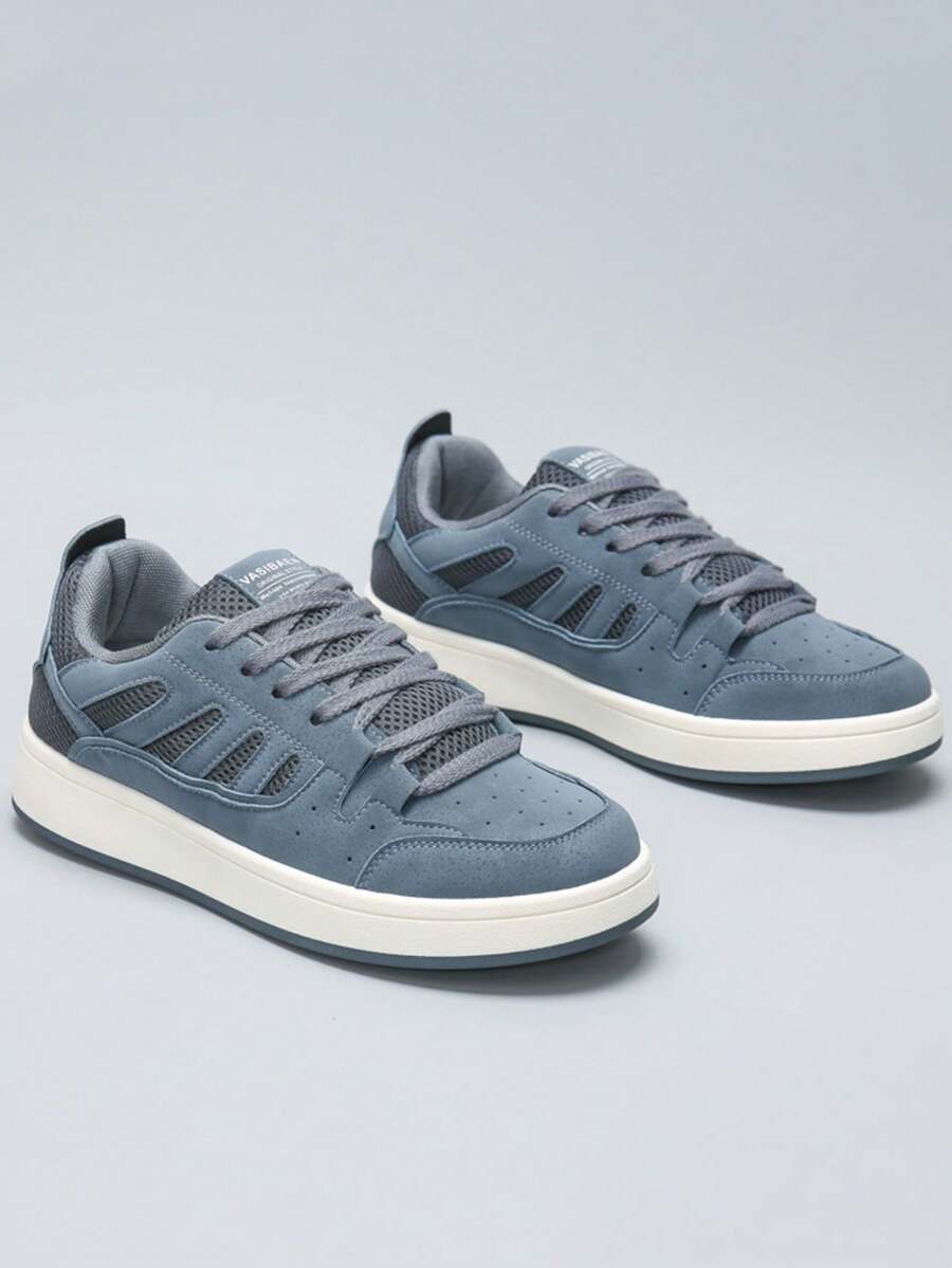 纯色休闲乐福鞋，舒适低帮男士运动鞋 - 藍色 - 查看 1